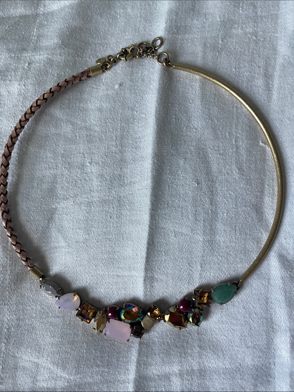 J. Crew Multicolor Crystal Statement Necklace with Gold-Tone Accents